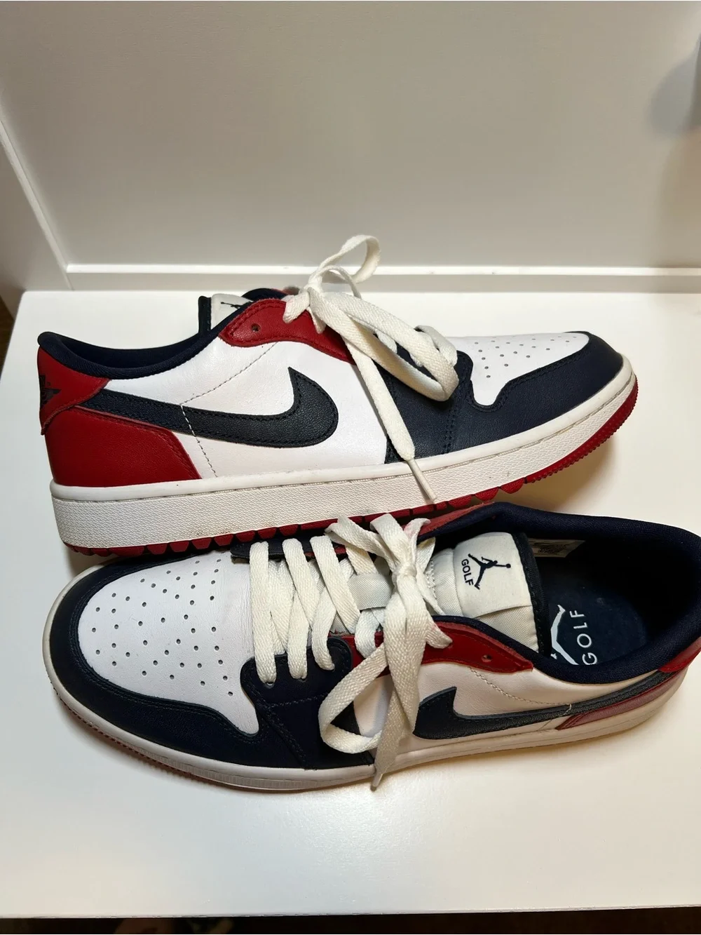 Nike Low-Top Sneakers in White, Red, and Navy